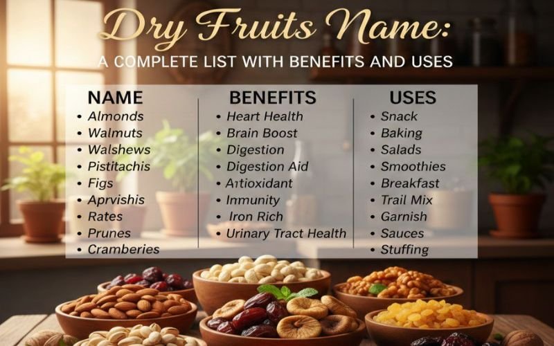 Dry Fruits Name: A Complete List with Benefits and Uses